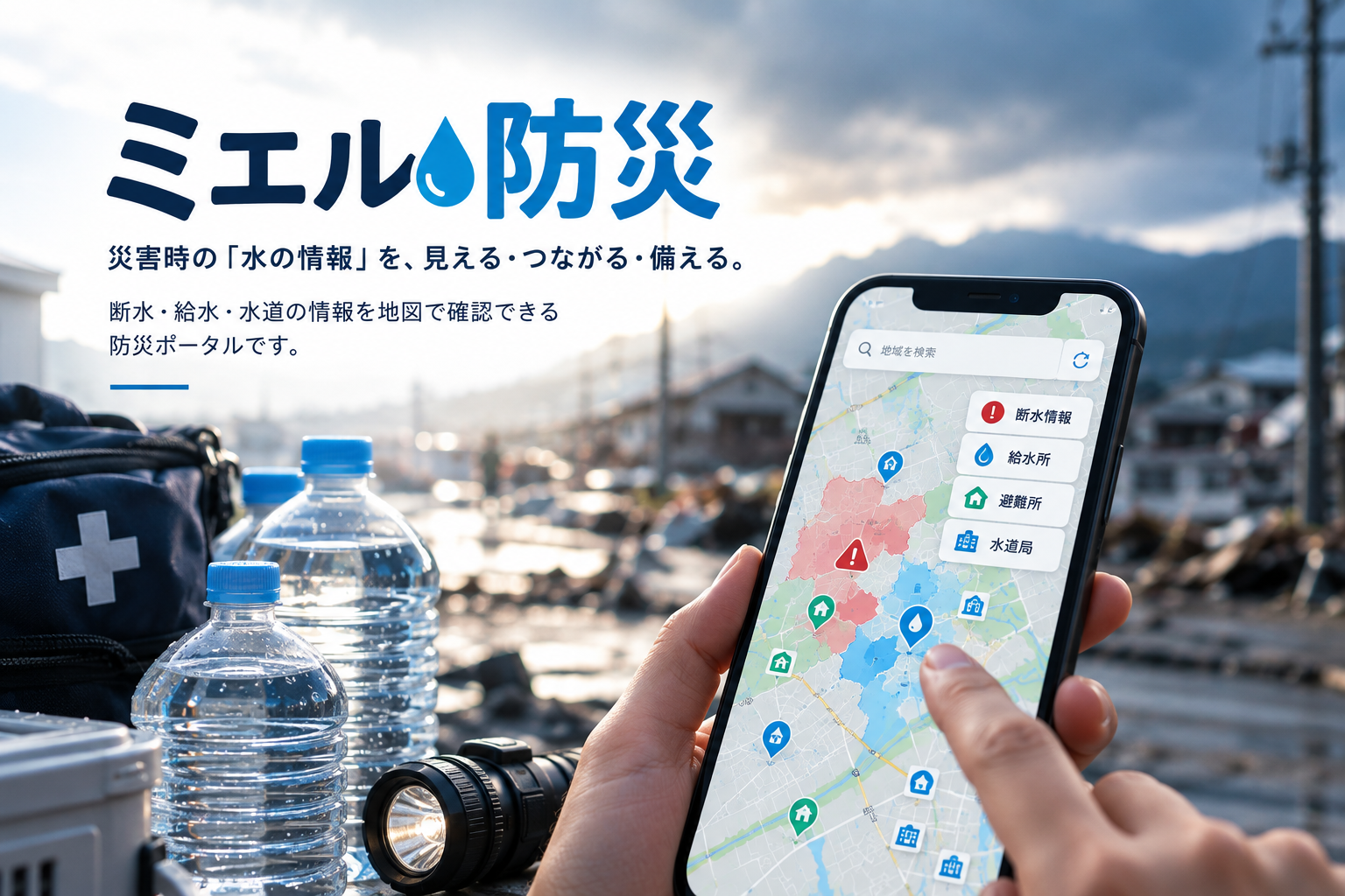 ミエル防災 災害時の水・断水・給水に関する情報ポータル